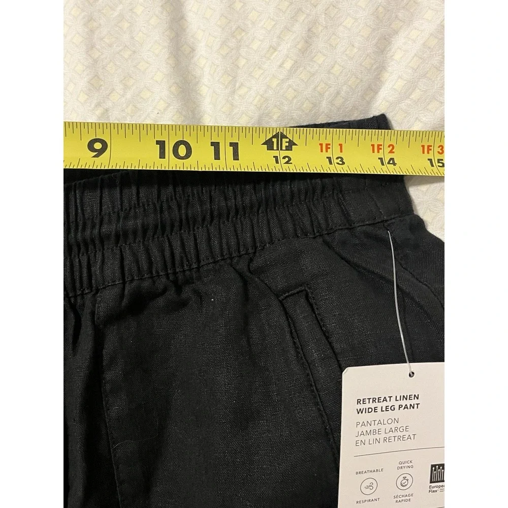 NWT Athleta Black Retreat Linen Ankle Pant W/Drawstring Womens Size Small